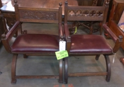 12f28038 pair gothic church chairs $895.00 PAIR